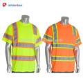 Camiseta reflectante de cuello alto de calidad superior 100% transpirable de alta calidad para hombres Ropa de trabajo de manga corta alta visibilidad con bolsillo en el pecho